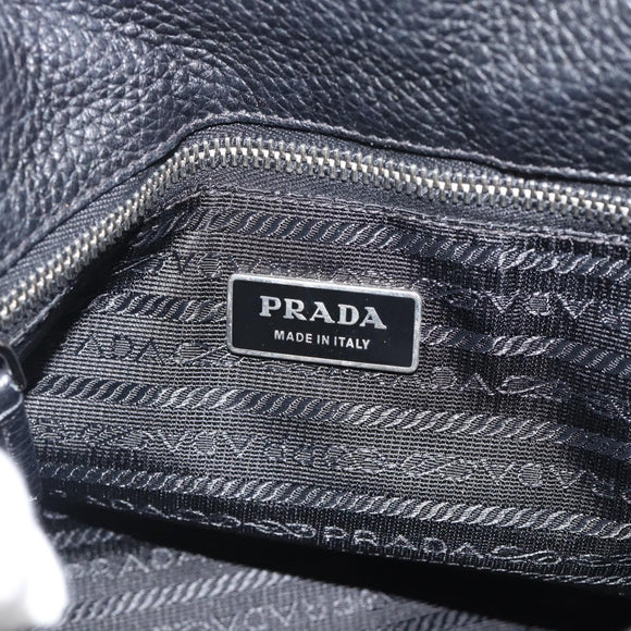 PRADA Tote Bag Vittero Dino Leather Black Silver Auth 192267SAM
