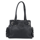 PRADA Tote Bag Vittero Dino Leather Black Silver Auth 192267SAM-2