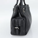 PRADA Tote Bag Vittero Dino Leather Black Silver Auth 192267SAM-5