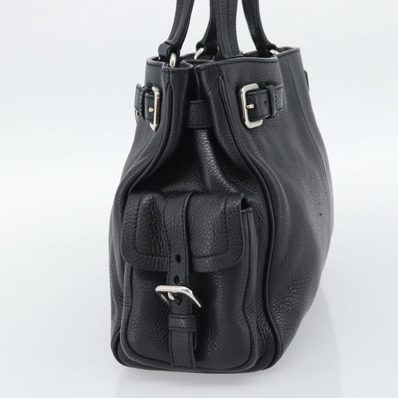 PRADA Tote Bag Vittero Dino Leather Black Silver Auth 192267SAM