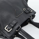 PRADA Tote Bag Vittero Dino Leather Black Silver Auth 192267SAM-6