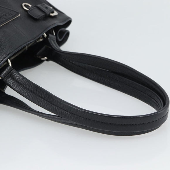 PRADA Tote Bag Vittero Dino Leather Black Silver Auth 192267SAM