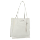 Miu Miu Tote Bag Leather White Silver Auth 192270A-1