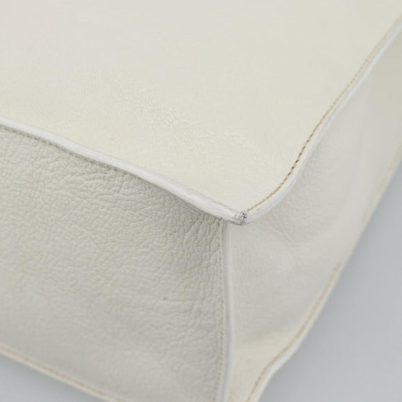 Miu Miu Tote Bag Leather White Silver Auth 192270A