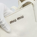 Miu Miu Tote Bag Leather White Silver Auth 192270A-17