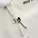 Miu Miu Tote Bag Leather White Silver Auth 192270A-10