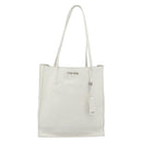 Miu Miu Tote Bag Leather White Silver Auth 192270A-13