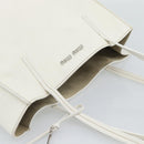 Miu Miu Tote Bag Leather White Silver Auth 192270A-6