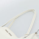 Miu Miu Tote Bag Leather White Silver Auth 192270A-8