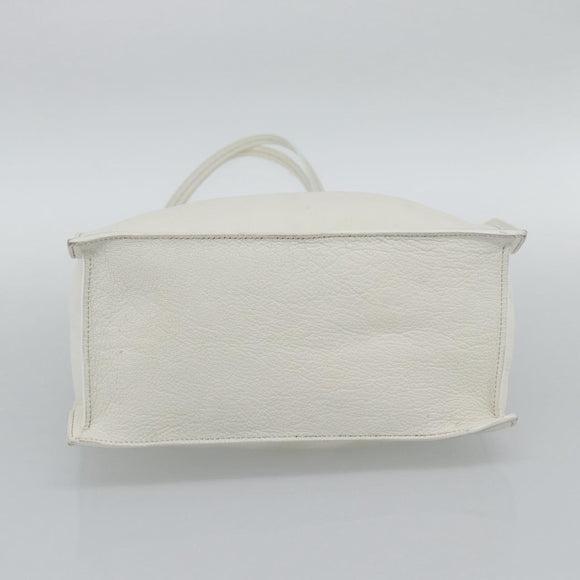 Miu Miu Tote Bag Leather White Silver Auth 192270A