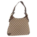 GUCCI GG Canvas Horsebit Shoulder Bag Beige Gold 145826 Auth 192271V-1