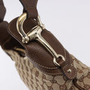 GUCCI GG Canvas Horsebit Shoulder Bag Beige Gold 145826 Auth 192271V-18