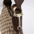 GUCCI GG Canvas Horsebit Shoulder Bag Beige Gold 145826 Auth 192271V-19