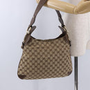 GUCCI GG Canvas Horsebit Shoulder Bag Beige Gold 145826 Auth 192271V-25