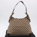 GUCCI GG Canvas Horsebit Shoulder Bag Beige Gold 145826 Auth 192271V-12