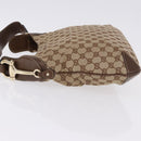 GUCCI GG Canvas Horsebit Shoulder Bag Beige Gold 145826 Auth 192271V-4