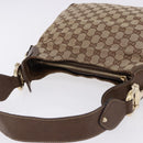GUCCI GG Canvas Horsebit Shoulder Bag Beige Gold 145826 Auth 192271V-6