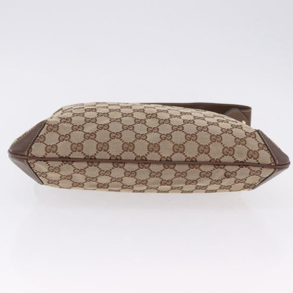 GUCCI GG Canvas Horsebit Shoulder Bag Beige Gold 145826 Auth 192271V