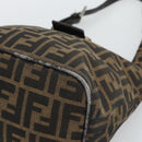 FENDI Zucca Canvas Mamma Baguette Shoulder Bag Brown Gold Auth 192273-9