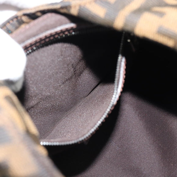 FENDI Zucca Canvas Mamma Baguette Shoulder Bag Brown Gold Auth 192273