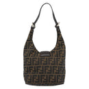 FENDI Zucca Canvas Mamma Baguette Shoulder Bag Brown Gold Auth 192273-2