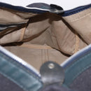 Christian Dior Trotter Canvas Boston Bag Leather Navy Silver Auth 192274-17