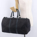 Christian Dior Trotter Canvas Boston Bag Leather Navy Silver Auth 192274-20