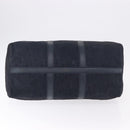 Christian Dior Trotter Canvas Boston Bag Leather Navy Silver Auth 192274-5