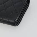 CHANEL Matelasse Cambon Line Long Wallet Leather Black Silver CC Auth 192277-15