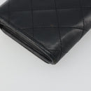 CHANEL Matelasse Cambon Line Long Wallet Leather Black Silver CC Auth 192277-16