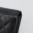 CHANEL Matelasse Cambon Line Long Wallet Leather Black Silver CC Auth 192277-8