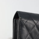 CHANEL Matelasse Cambon Line Long Wallet Leather Black Silver CC Auth 192277-9