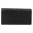 CHANEL Matelasse Cambon Line Long Wallet Leather Black Silver CC Auth 192277-2