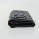 CHANEL Matelasse Cambon Line Long Wallet Leather Black Silver CC Auth 192277-4