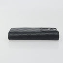 CHANEL Matelasse Cambon Line Long Wallet Leather Black Silver CC Auth 192277-5