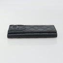 CHANEL Matelasse Cambon Line Long Wallet Leather Black Silver CC Auth 192277-6
