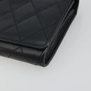 CHANEL Matelasse Cambon Line Long Wallet Leather Black Silver CC Auth 192277-7