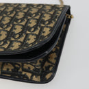 Christian Dior Trotter Canvas Chain Shoulder Bag Navy Gold Auth 192284-10