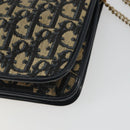Christian Dior Trotter Canvas Chain Shoulder Bag Navy Gold Auth 192284-12