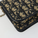 Christian Dior Trotter Canvas Chain Shoulder Bag Navy Gold Auth 192284-13