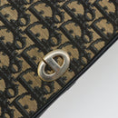 Christian Dior Trotter Canvas Chain Shoulder Bag Navy Gold Auth 192284-14