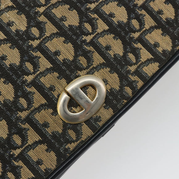 Christian Dior Trotter Canvas Chain Shoulder Bag Navy Gold Auth 192284