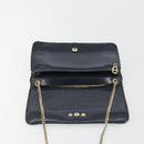 Christian Dior Trotter Canvas Chain Shoulder Bag Navy Gold Auth 192284-15