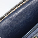 Christian Dior Trotter Canvas Chain Shoulder Bag Navy Gold Auth 192284-16