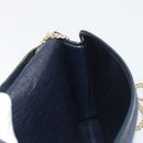 Christian Dior Trotter Canvas Chain Shoulder Bag Navy Gold Auth 192284-18