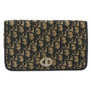 Christian Dior Trotter Canvas Chain Shoulder Bag Navy Gold Auth 192284-2