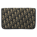 Christian Dior Trotter Canvas Chain Shoulder Bag Navy Gold Auth 192284-3