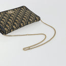 Christian Dior Trotter Canvas Chain Shoulder Bag Navy Gold Auth 192284-7
