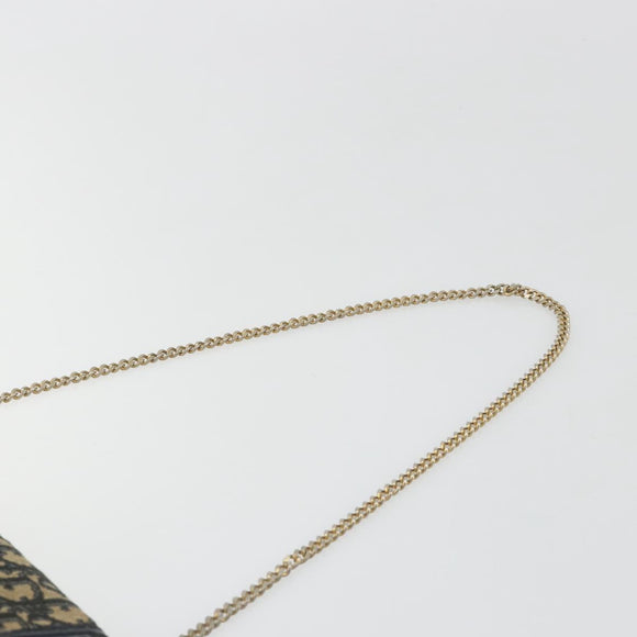 Christian Dior Trotter Canvas Chain Shoulder Bag Navy Gold Auth 192284