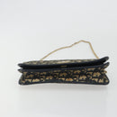 Christian Dior Trotter Canvas Chain Shoulder Bag Navy Gold Auth 192284-9